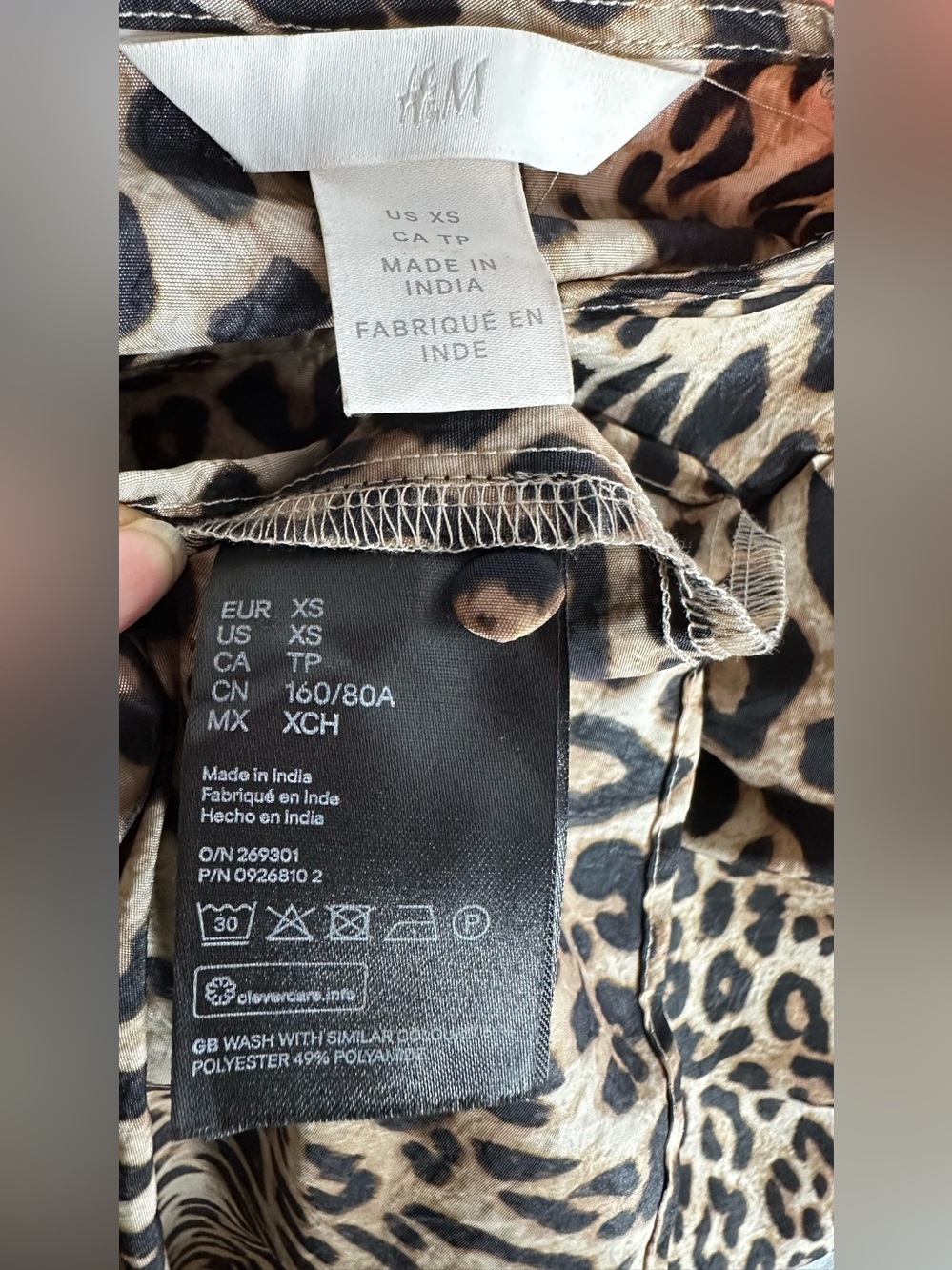 H&M Leopard Print Puff-Sleeve Peplum Top - Beige Black- XS - Picture 7 of 7